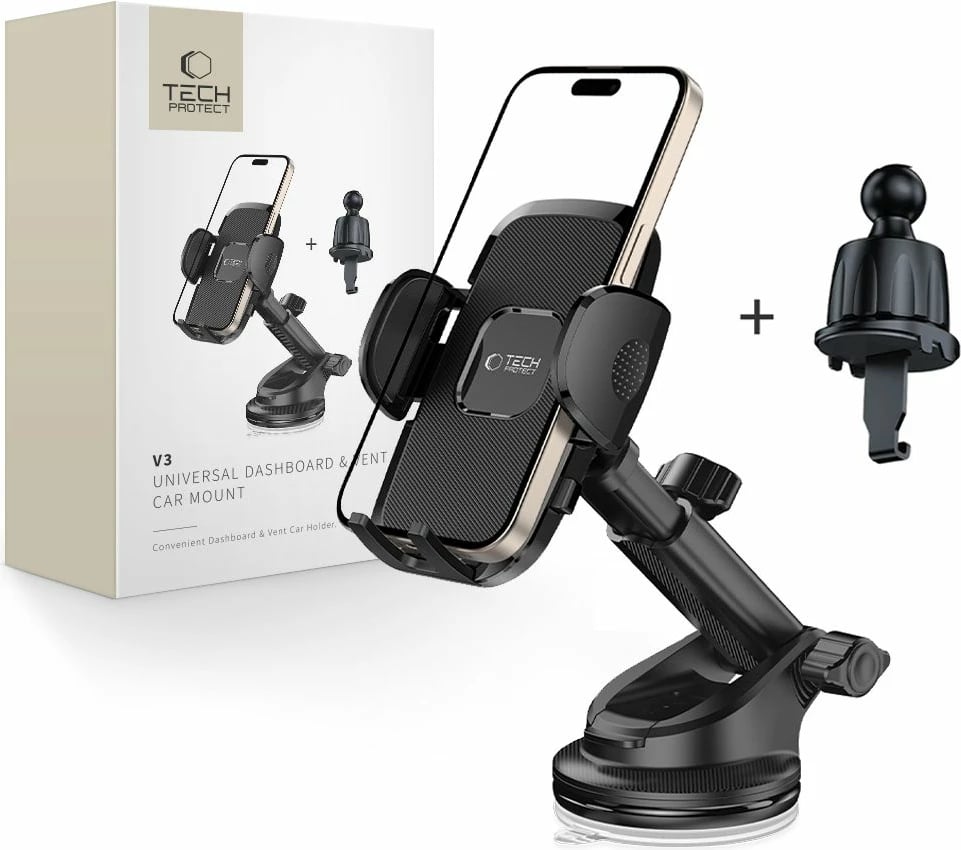 Mbajtëse veture për celular Tech-Protect V3, universale, e zezë Mbajtëse veture për celular Tech-Protect V3, universale, e zezë