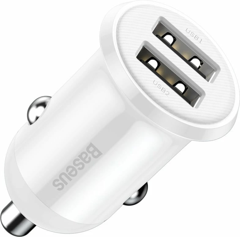 Karikues veture Baseus Grain Pro CCALLP-02, 2x USB-A, 4.8A, Bardhë