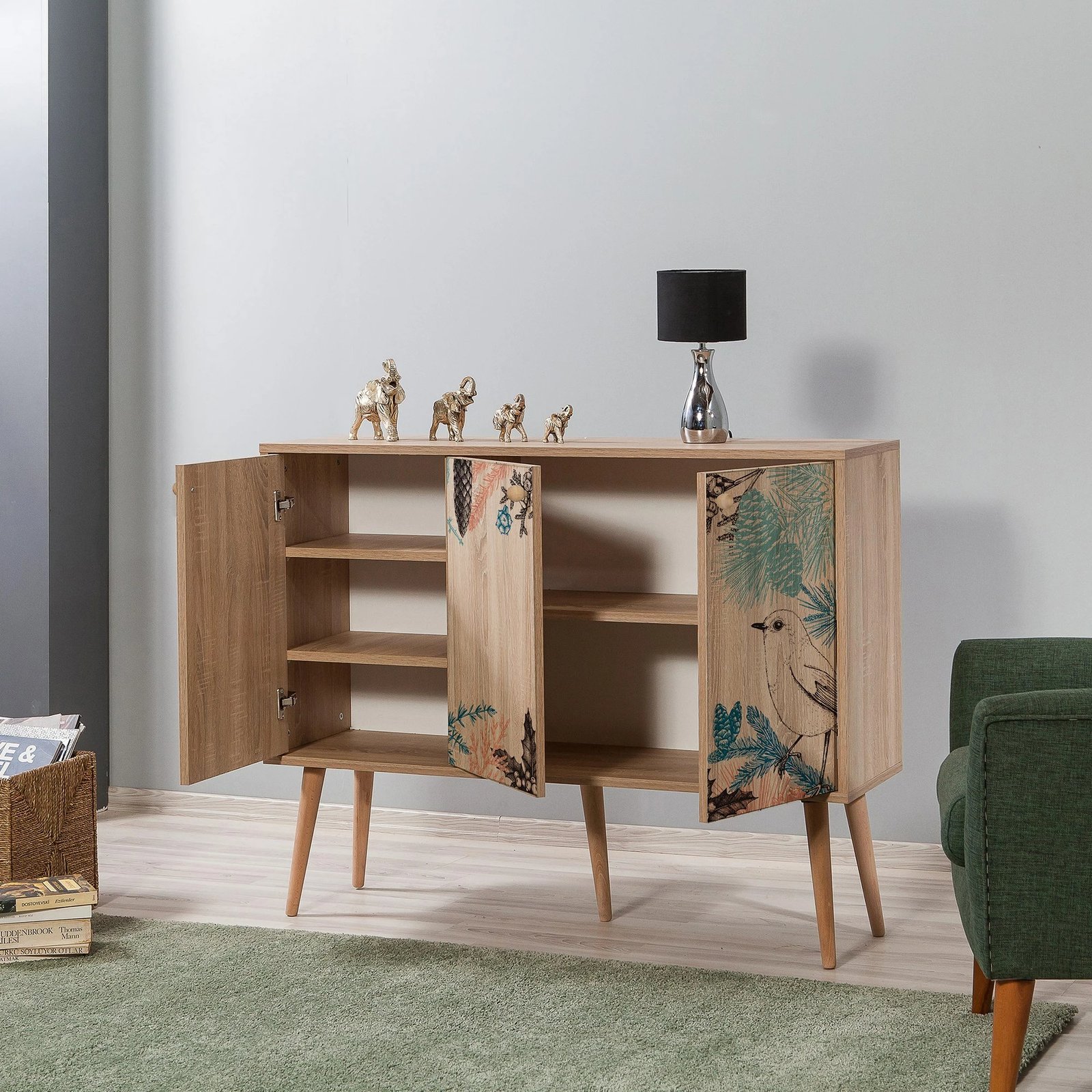 Konsolë Hanah Home, Mega - 730, ngjyrë lisi Sonoma