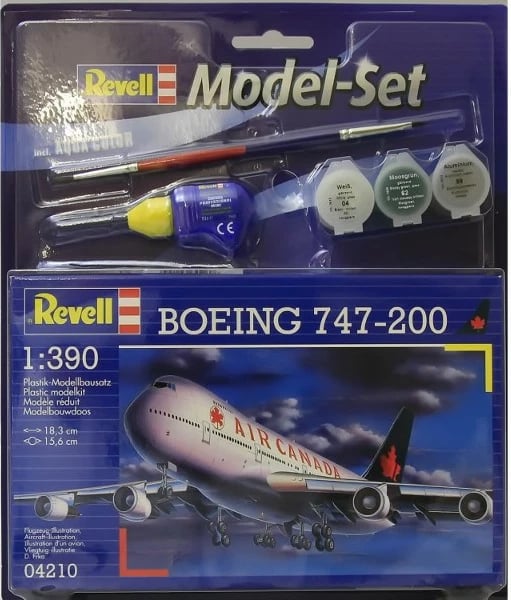 Set model plastik Revell Boeing 747-200, 1:390, me ngjyra dhe ngjitës