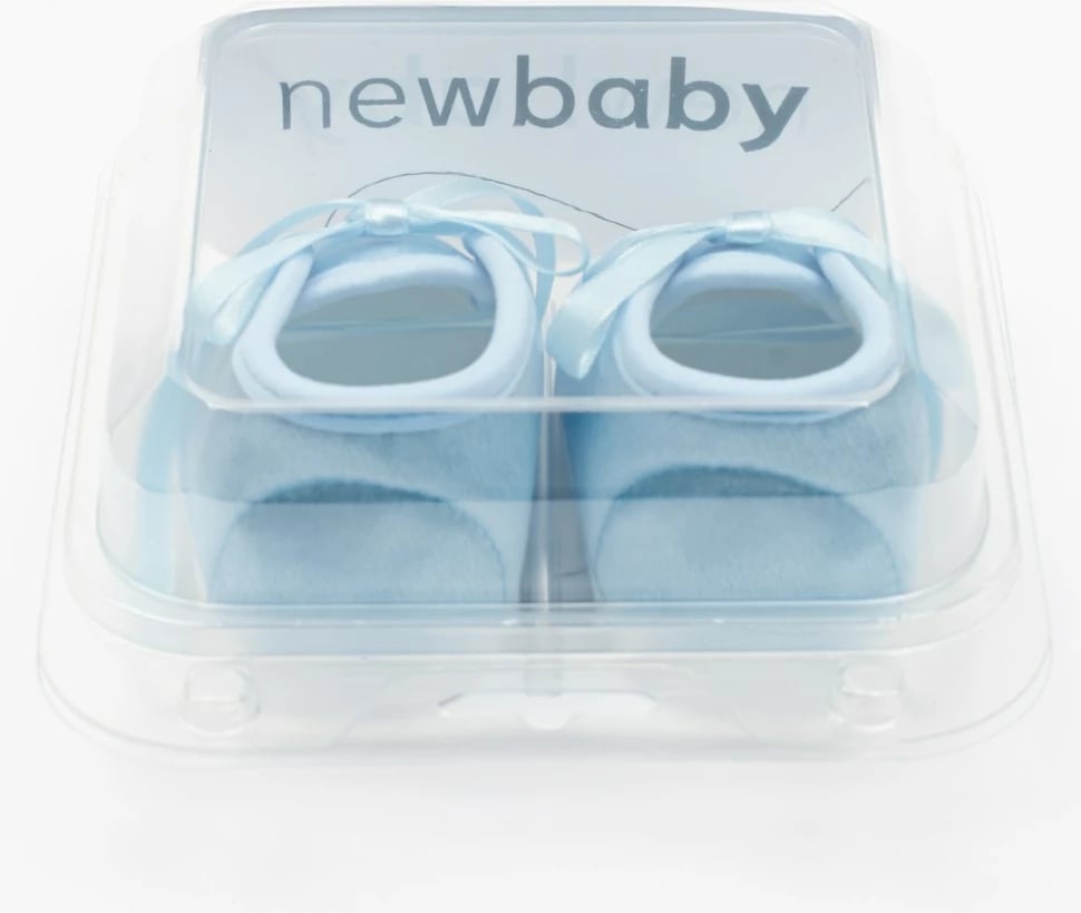 papuça bebe, New Baby, saten, 12-18 m, shollë sintetike BPA-free e hollë, gjatësia e shollës 13 cm, për djem, blu