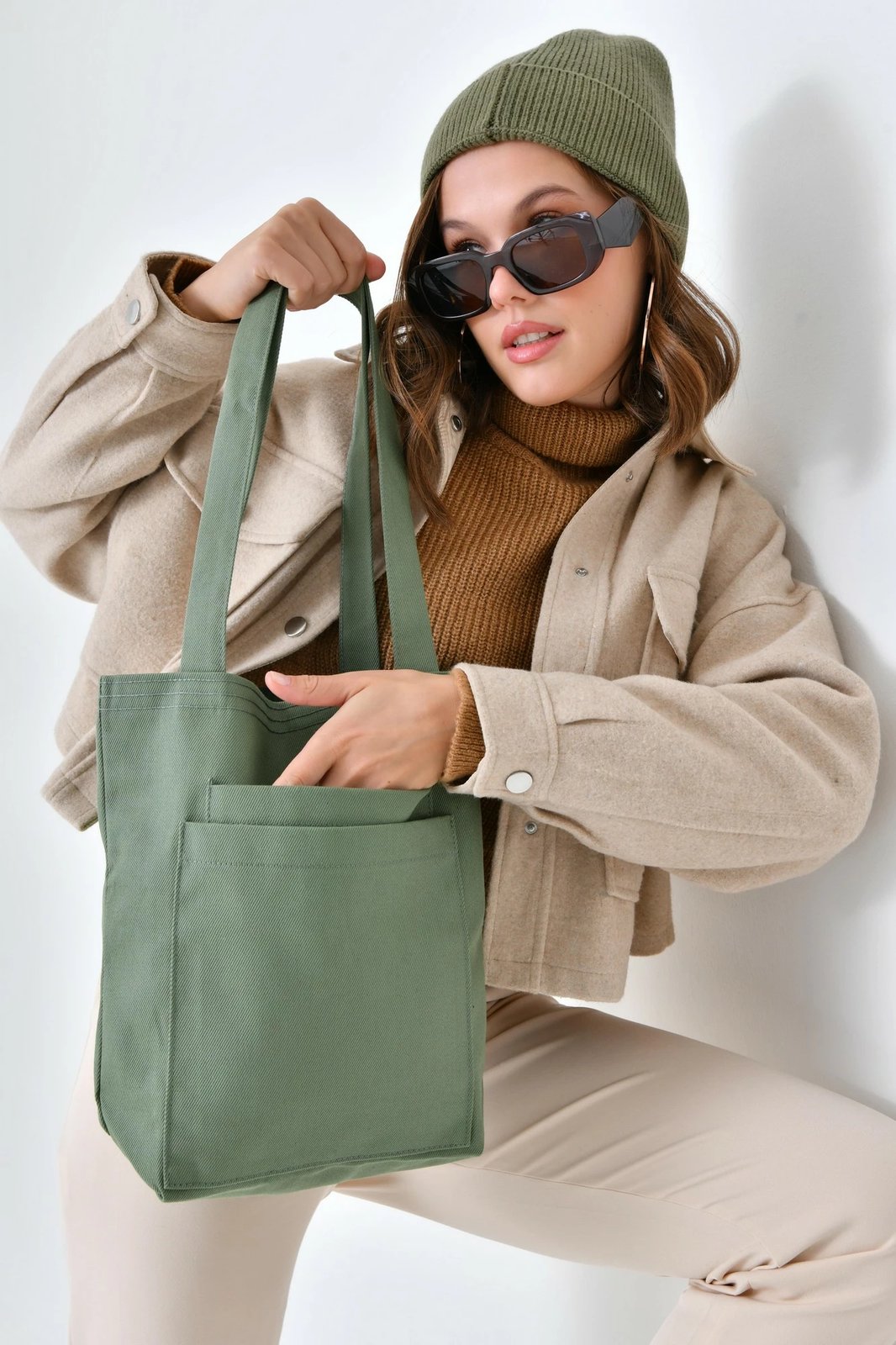 Çantë tote, ngjyrë mint, Zoozie Bags, 2117