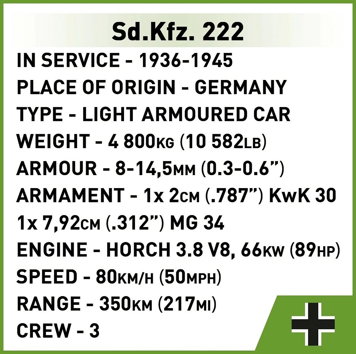 Set blloqesh Cobi Klocki Sd.Kfz. 222, 502 pjesë, me figurë, gri