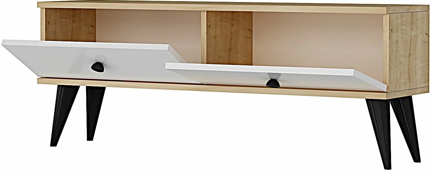 Komodë TV, ngjyrë lis safir dhe e bardhë, Mona 120