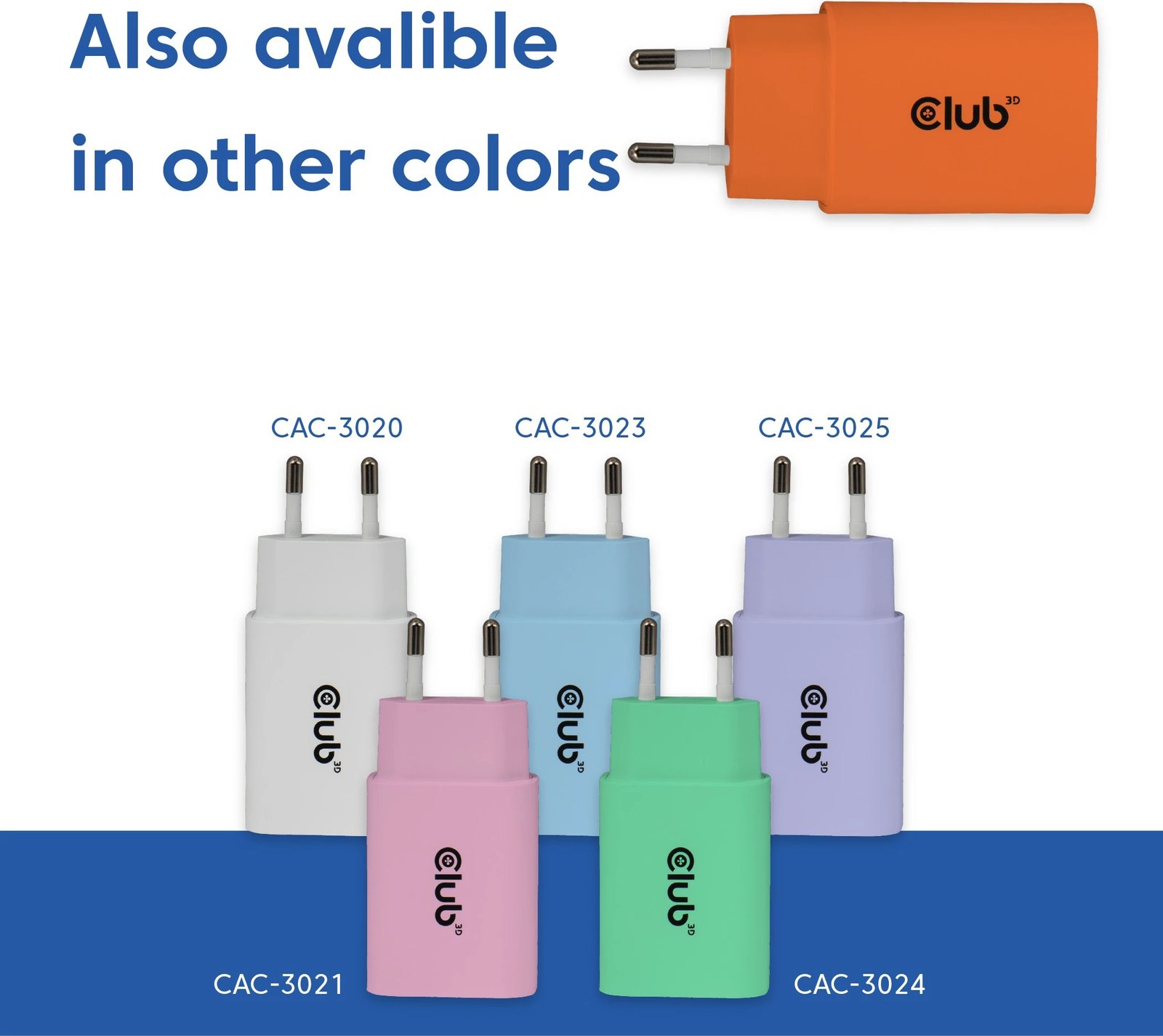 Karikues USB-C Club3D CAC-3023 30W, 2 copë, portokalli