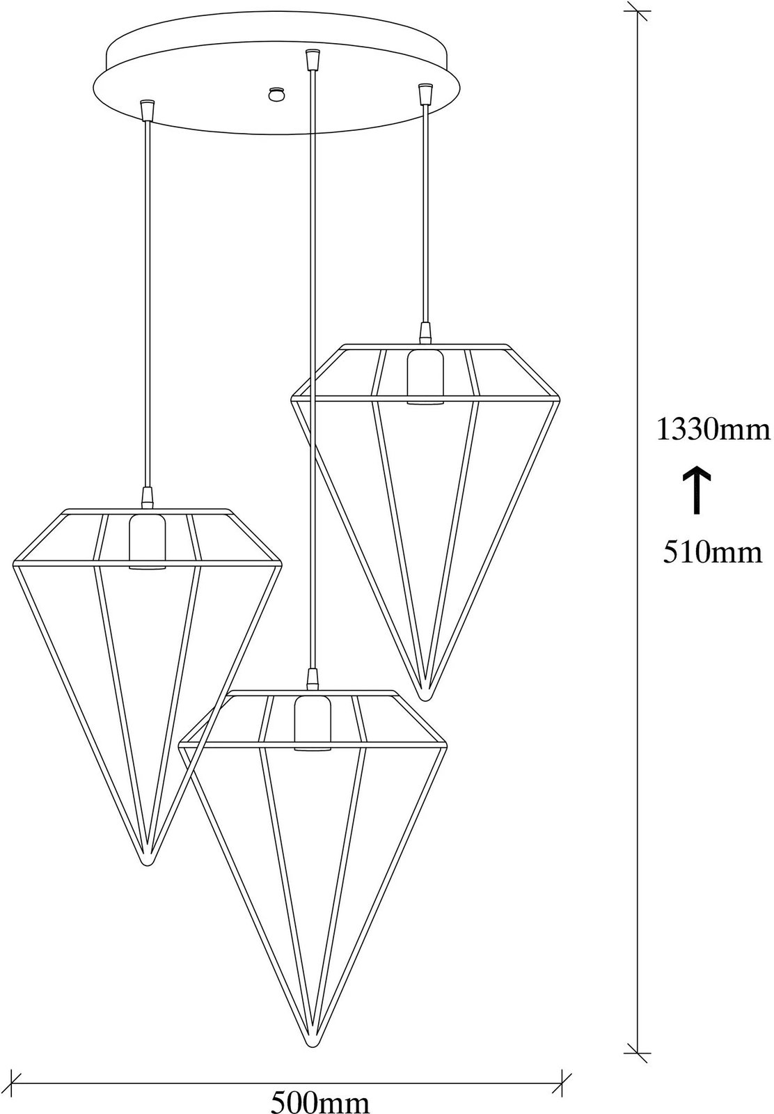 Llambë tavani Opviq Elmas - 6296, metal i zi, lartësi e rregullueshme