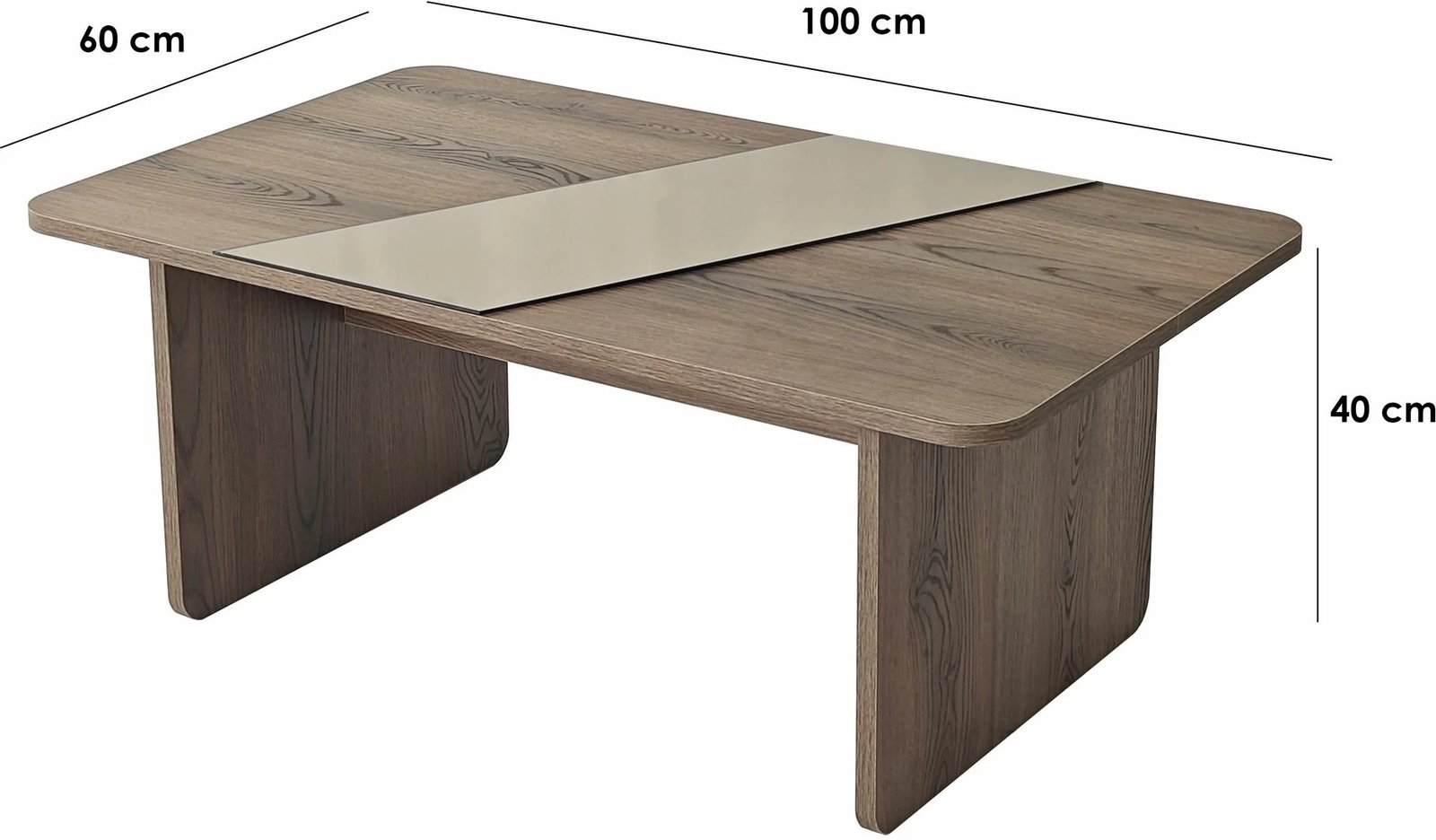 Tavolinë kafeje Skye Decor, ngjyrë bronzi dhe arre