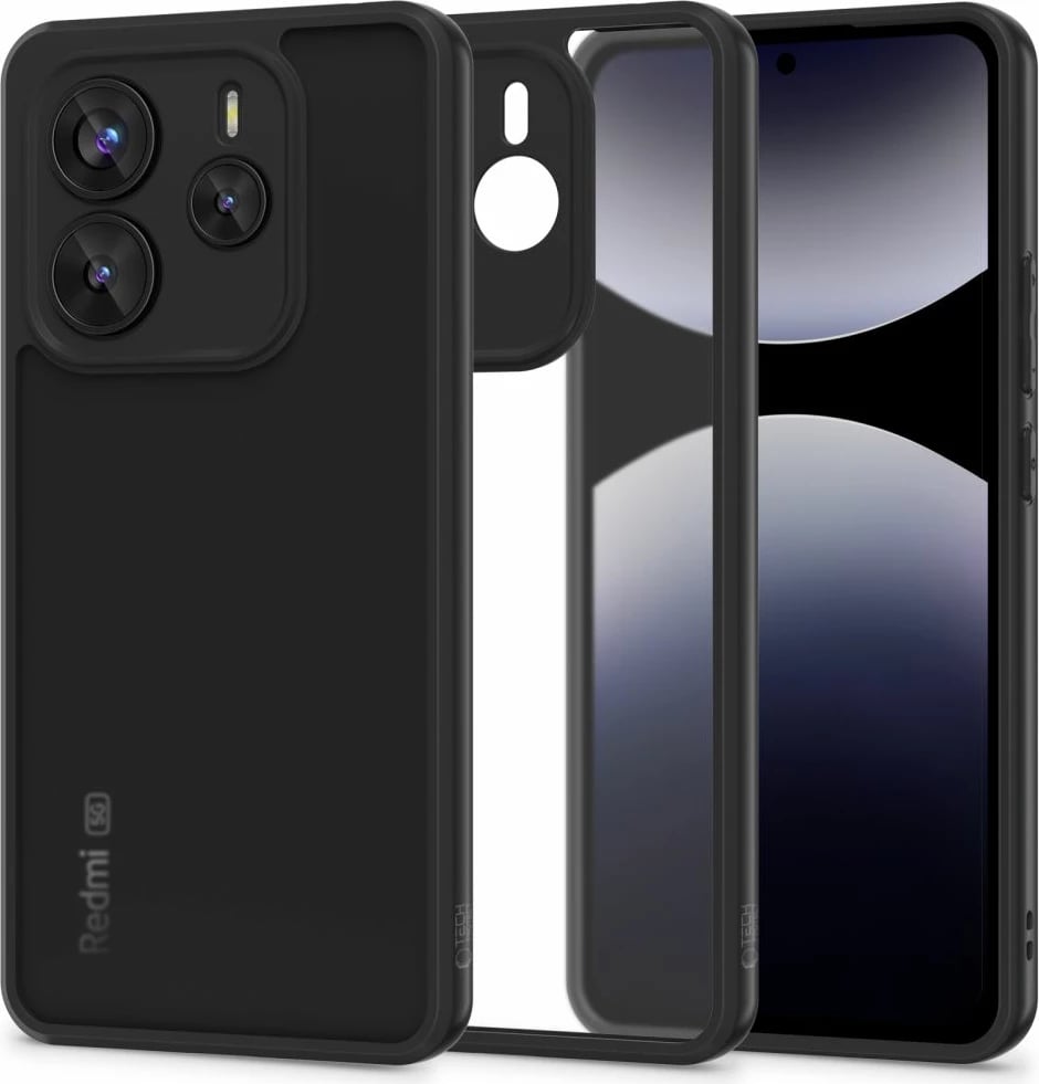 Mbështjellës Tech-Protect MagMat për Xiaomi Redmi Note 14 5G, i zi mat, gjysmë-transparent