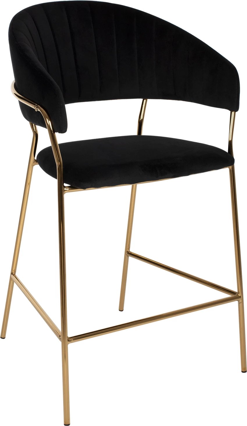 Karrige për bar THEODORE, FH8734.04, kadife e zezë, kornizë metali e artë, 60x55x100H cm., set prej 2 copë