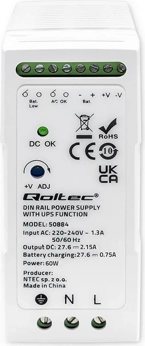 Furnizues energjie Qoltec 50884, 60W, Bardhë