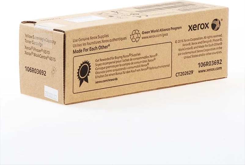 Toner, Xerox, 106R03692, rendiment 4300 faqe, XXL, e verdhë