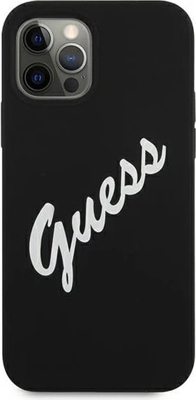 Mbështjellës Guess GUHCP12LLSVSBW për iPhone 12 Pro Max 6.7", silikon, zi/bardhë