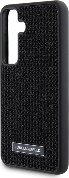 Mbështjellës Karl Lagerfeld Rhinestone Metal Logo për Samsung Galaxy S24, i zi