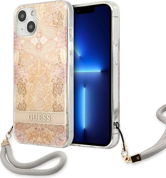 Mbështjellës Guess GUHCP13SHFLSD për iPhone 13 mini 5.4", Flower Strap, Ari