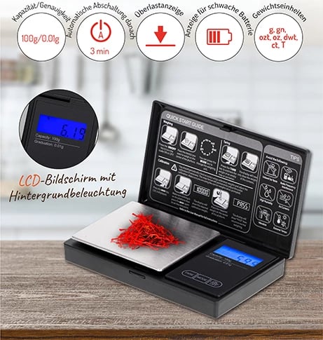 Peshore precize, Adler, AD 3176, kapacitet 100 g / saktësi 0.01 g, ekran LCD me ndriçim, e zezë