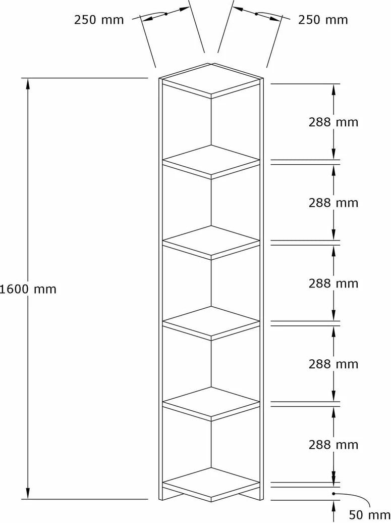 Raft librash Hanah Home, Ravella, ngjyrë e bardhë, 160x25x25cm