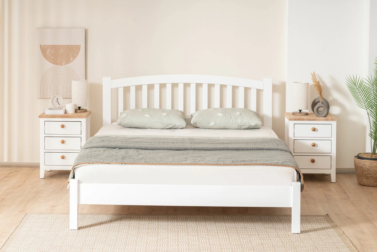 Kornizë krevati teke, e bardhë, Nil Modern Country, 90x190cm