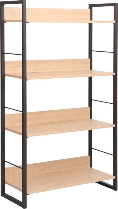 Raft librash Dorfie, ngjyrë natyrale me metal të zi, 70x30x124.5cm