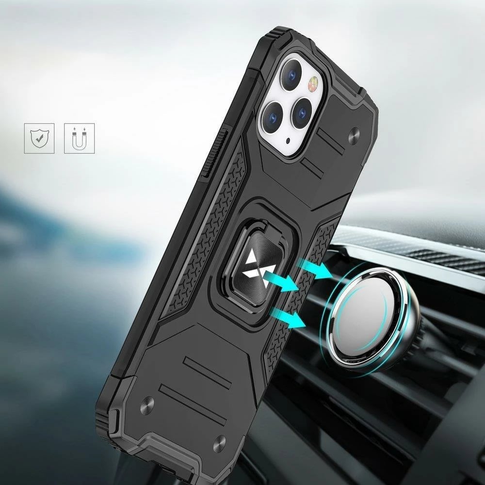 Mbështjellës Wozinsky Ring Armor për iPhone 14 Pro, me mbajtëse magnetike dhe unazë, kaltër