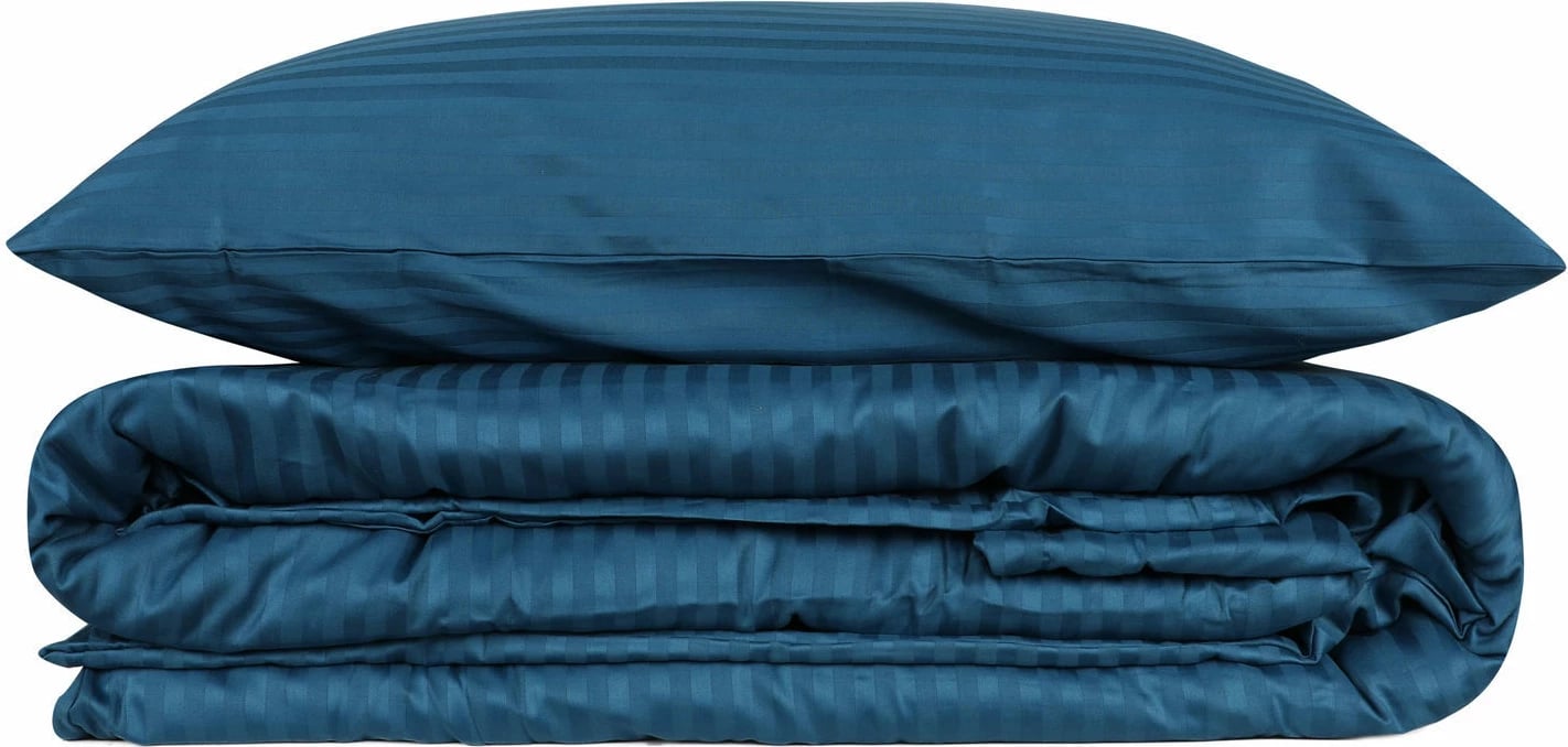 Set mbulesë jorgani XXL prej sateni, ngjyrë kaltër, L'essentiel, vija