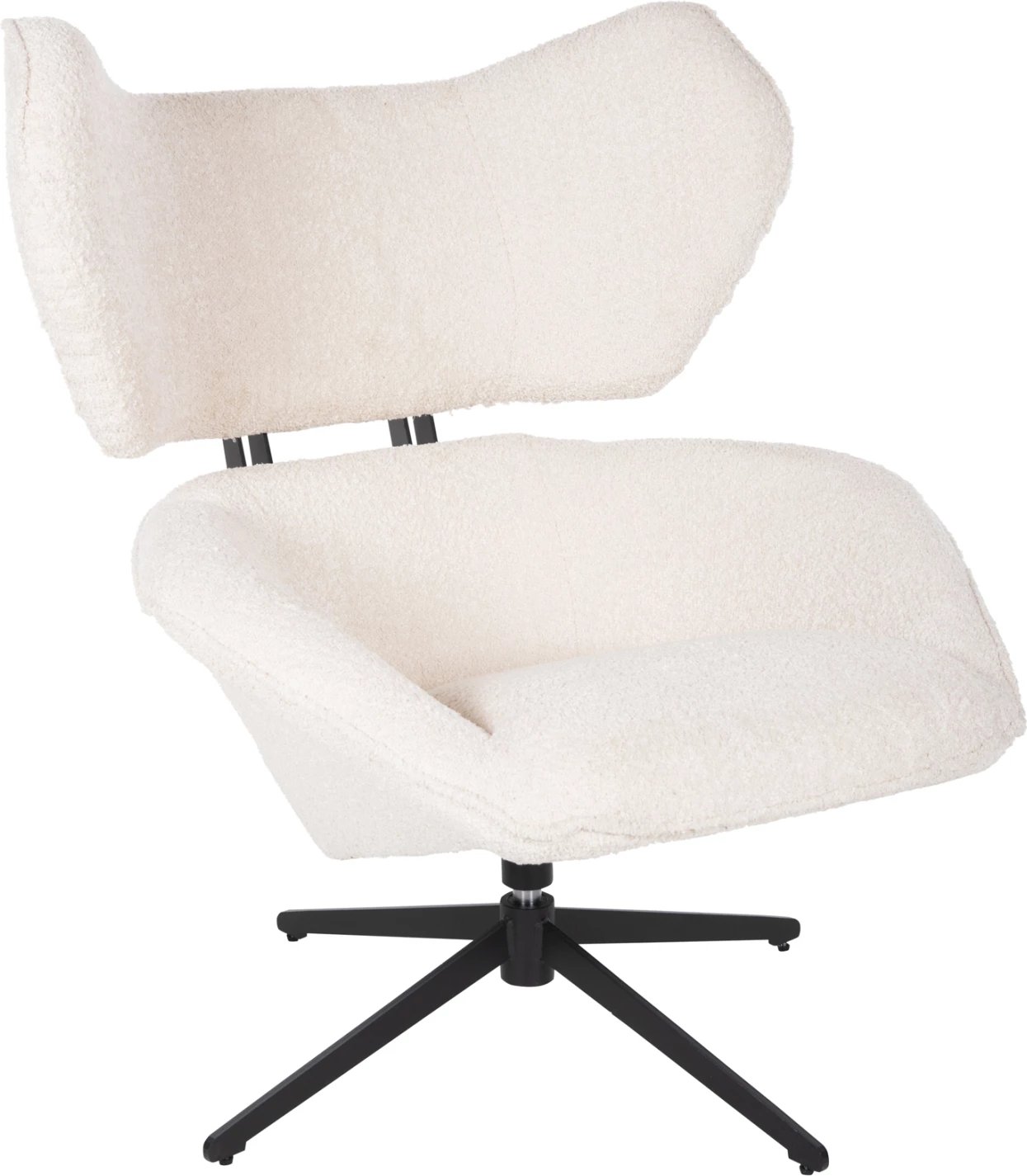 Karrige rrotulluese BRYLL FH9597.06, ngjyrë ecru boucle, bazë metalike e zezë, 86x90x97H cm