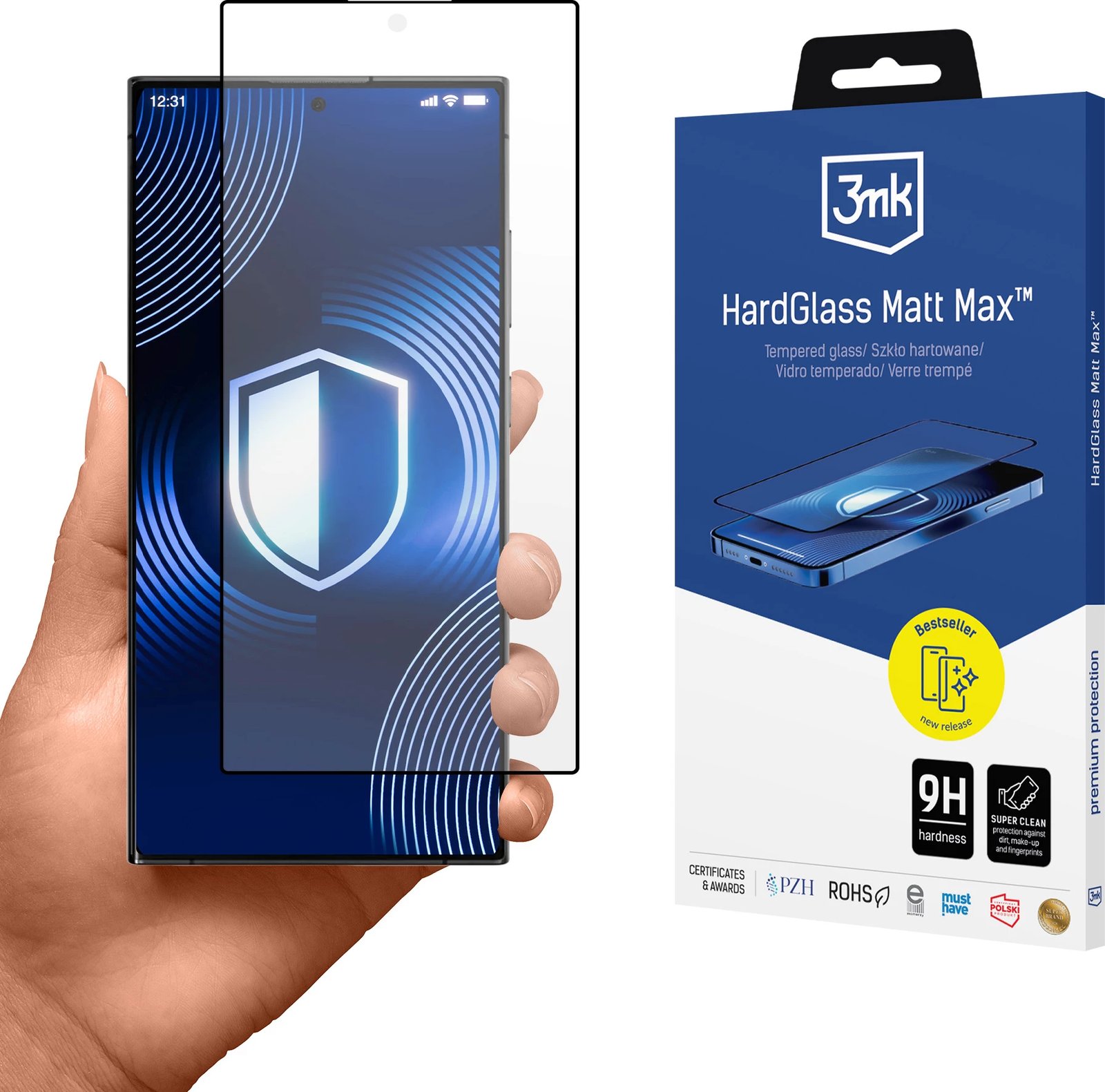 Xham i temperuar mat për ekran, 3mk HardGlass Matt Max, për Samsung Galaxy S24 Ultra, Transparent