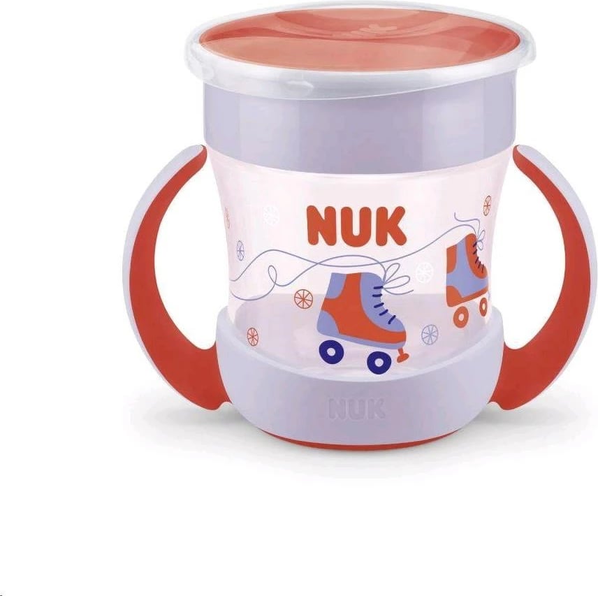 Gotë trajnimi foshnje, NUK, Mini Magic 360°, 160 ml, me kapak, pa BPA, 6m+, e kuqe