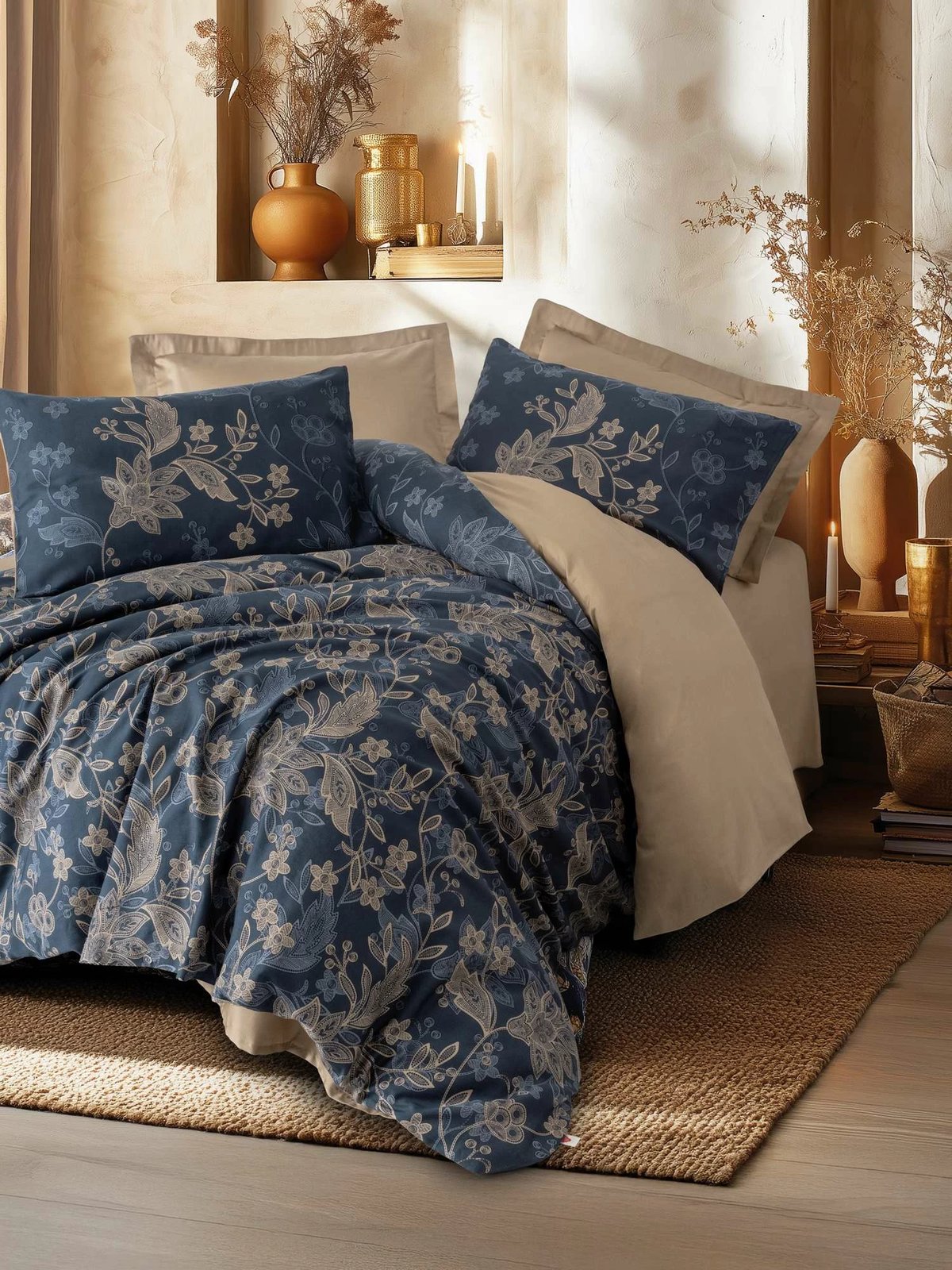 Set mbulesë për jorgan super king, saten, L'Essentiel Linge de Maison, Noctelle, bezhë