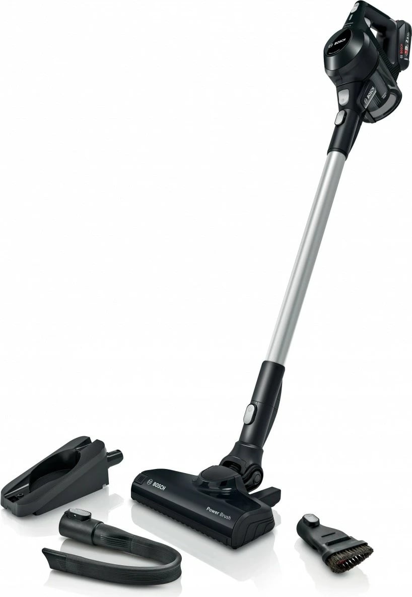 Fshesë me korrent pa kabllo, Bosch BBS611BSC, qëndrim vertikal, pa qese, kohëzgjatje baterie 30 min, filtër PureAir, e zezë