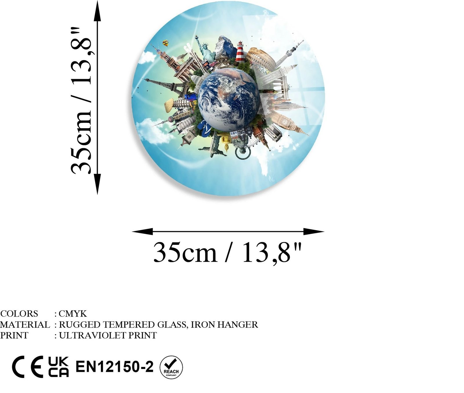 Pikturë dekorative prej xhami të temperuar, shumëngjyrëshe, UV-1149, 30cm