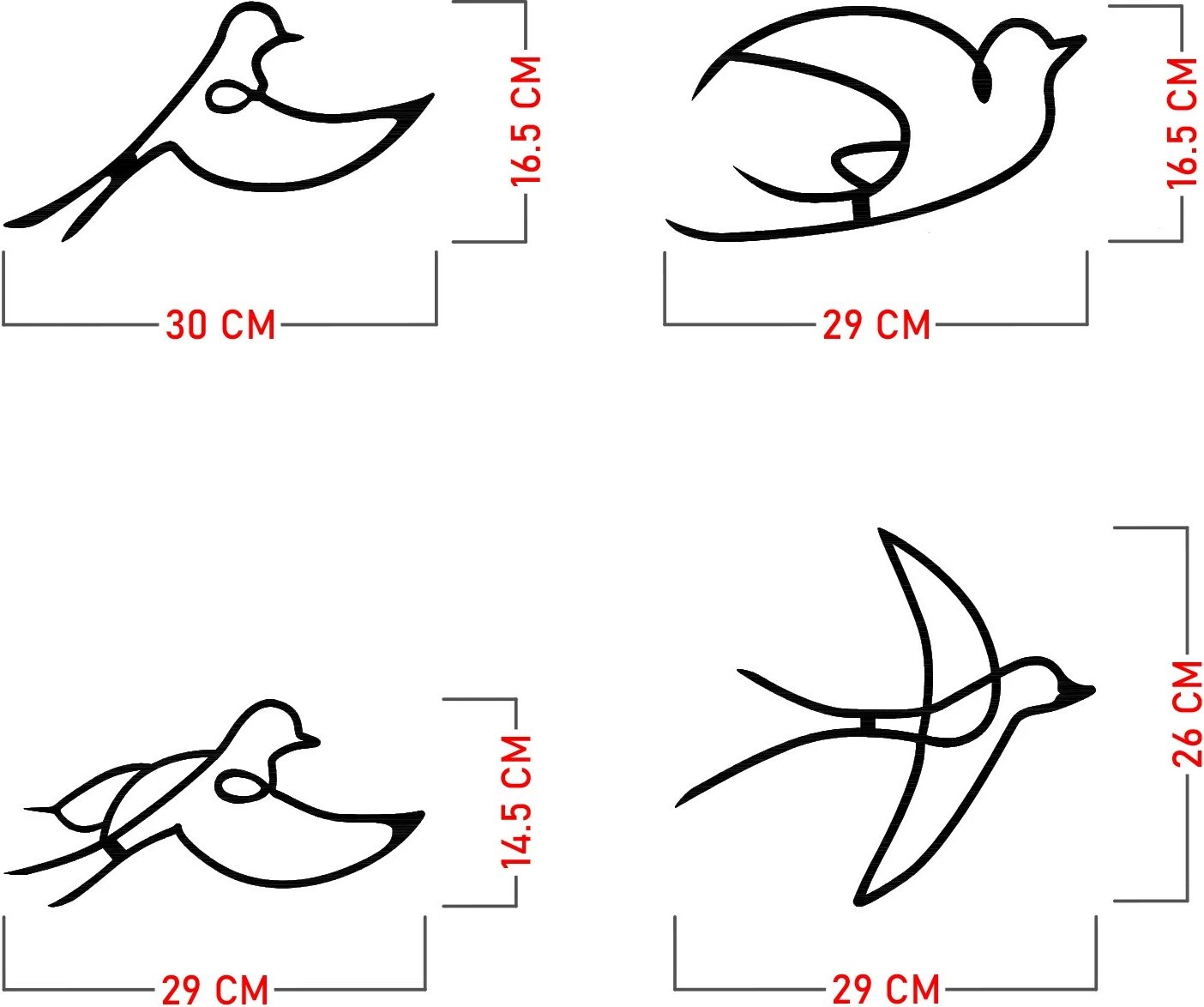 Aksesor dekorativ metalik për mur, Wallity, Hope, 4 copë