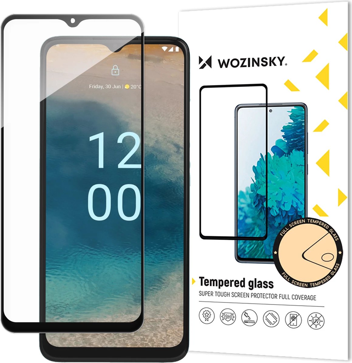 Xham i temperuar Wozinsky Full Glue për Nokia G22, me kornizë të zezë