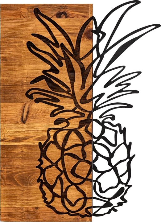 Dekor muri pinable, dru pishe natyral, metal i zi, 42x3x58cm