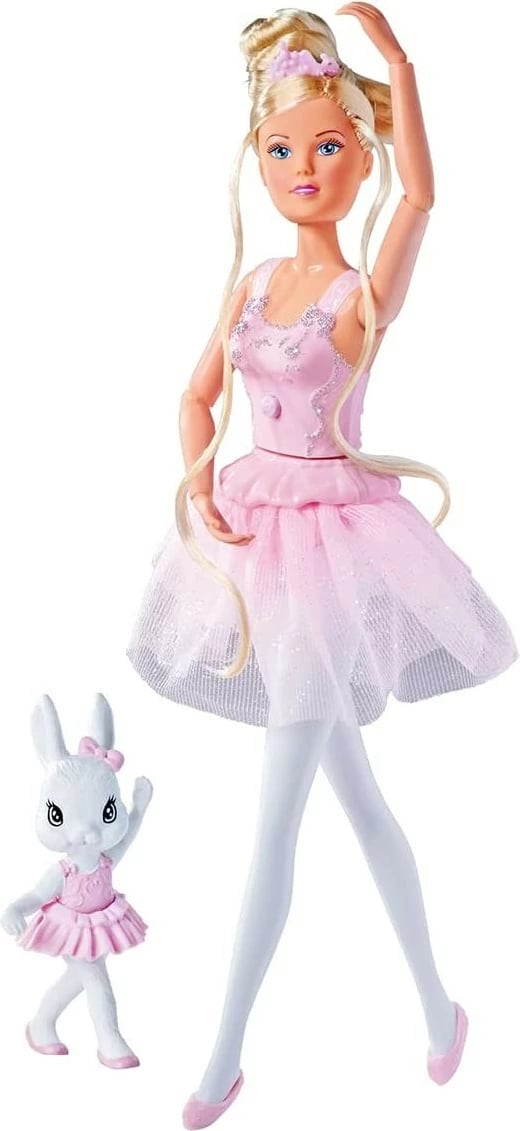 Kukull Steffi Love Dancing Ballerina me lepurush, 29 cm, rozë