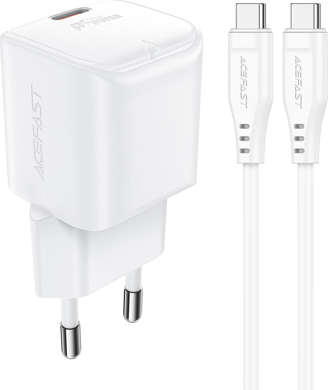Karikues muri Acefast A73 Mini, 20W GaN, me kabllo USB-C, Bardhë