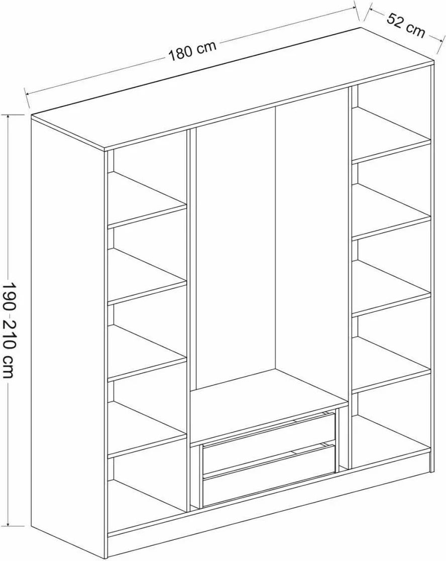 Dollap garderobe Skye Decor, ngjyrë arre dhe e bardhë, 3869