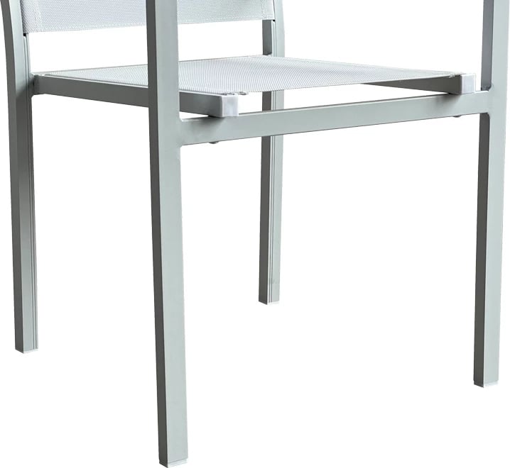 Karrige për kopsht Zacreta, alumin-tekstilen, ngjyrë e bardhë, 61x56.5x87.5cm