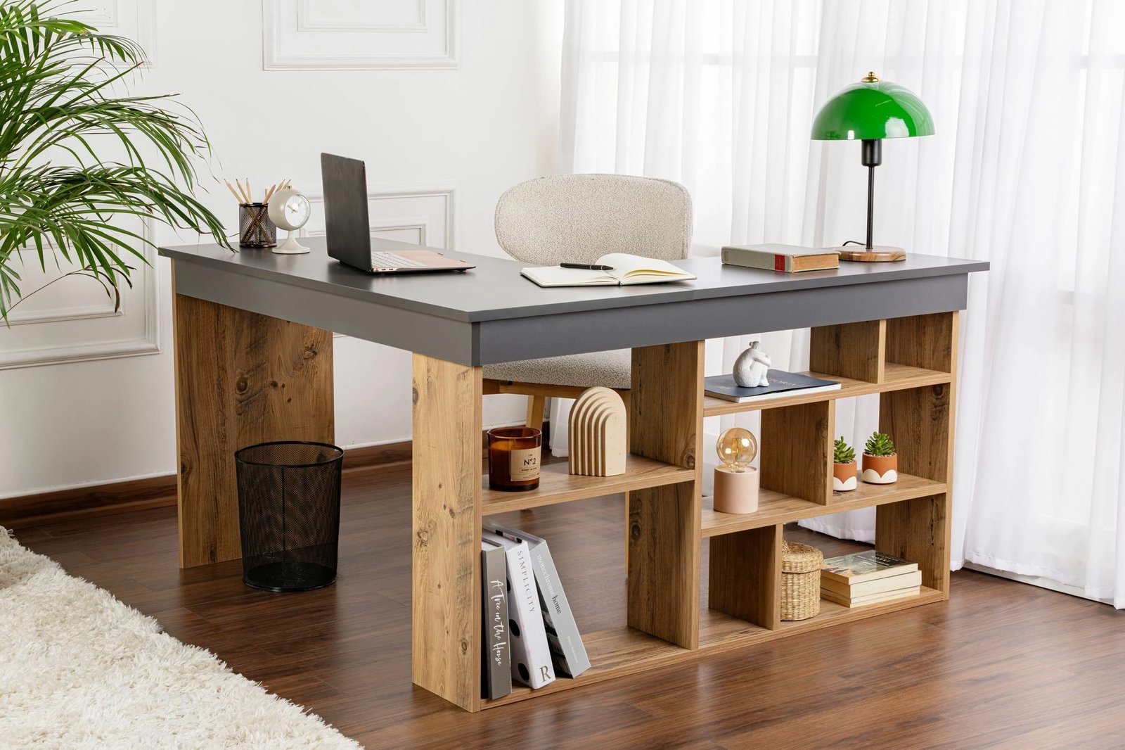 Tavolinë pune Nordure, Vesper, anthracite dhe Atlantic Pine