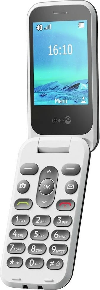 Celular Doro 2880, Clamshell, Single SIM, 320 x 240 pixels, Bluetooth, 1000 mAh, Zi, Bardhë