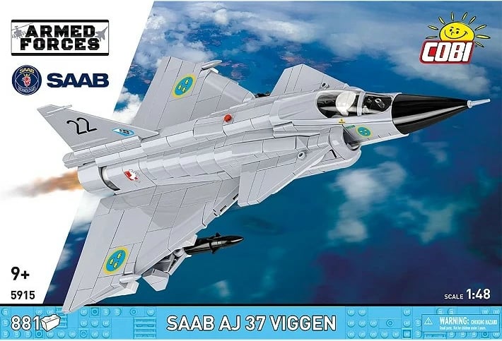 Set blloqe ndërtimi, Cobi, Saab AJ 37 Viggen (COBI-5915), 881 copa, shkallë 1:48, seri Armed Forces