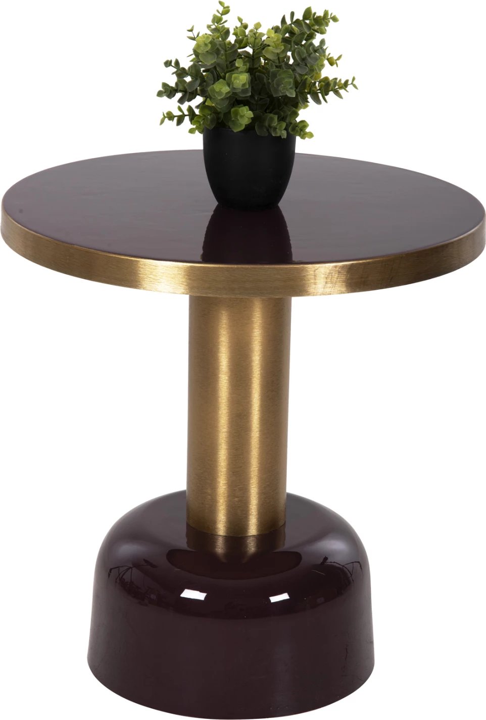 Tavolinë anësore ERODE FH4242.06 metalike, ngjyrë qershie-ari, Φ50.5x52.5H cm