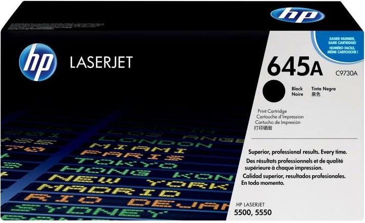 Toner HP 645A C9730A për LaserJet, rendiment 9,750–23,700 faqe, i zi