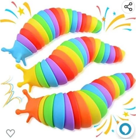 Lodër për fëmijë Fun Kids 3D Rainbow Fidget Slug, shumëngjyrëshe