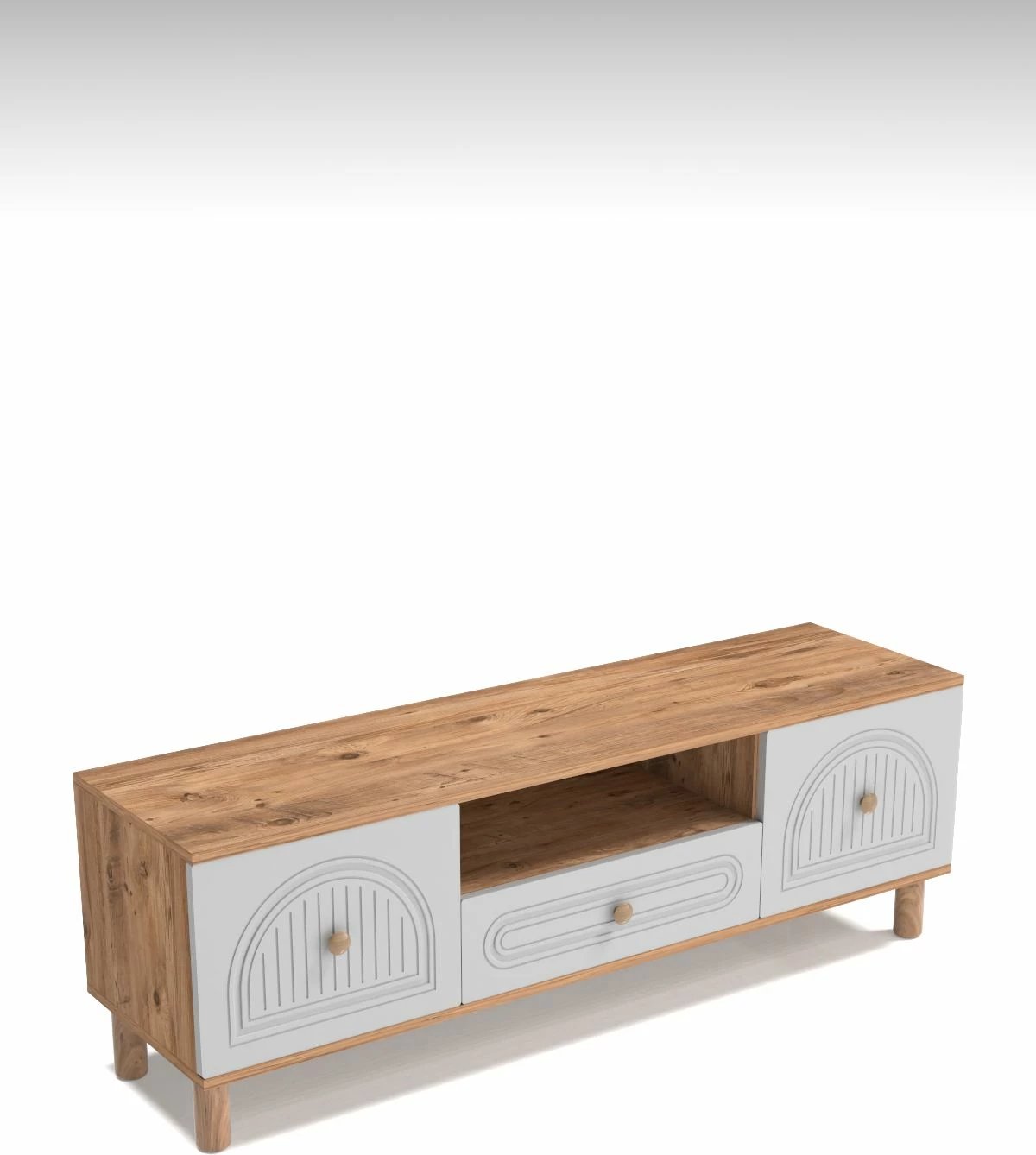 Komodë TV Skye Decor, Arcera 150, ngjyrë Atlantic Pine dhe e bardhë