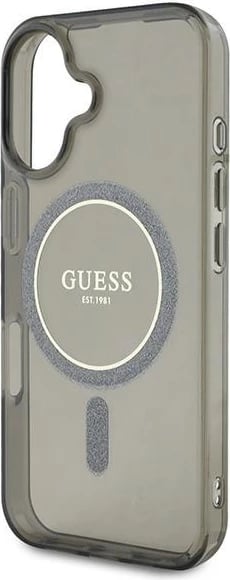 Mbështjellës Guess IML Glitter Circle MagSafe për iPhone 16, zi Mbështjellës Guess IML Glitter Circle MagSafe për iPhone 16, zi