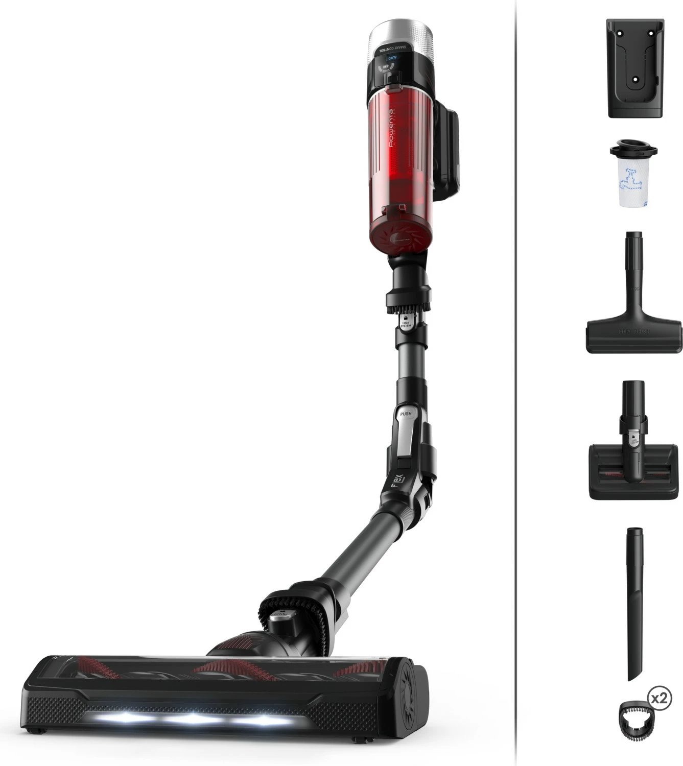 Fshesë me korrent pa kabllo Rowenta X-Force Flex 9.60 Animal RH2078, e zezë/kuqe