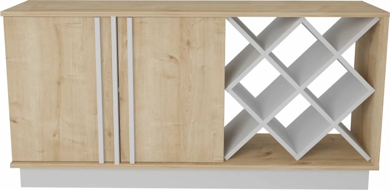 Komodë anësore Skye Decor, ngjyrë lisi Sapphire, e bardhë