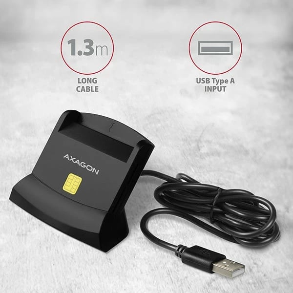 Lexues kartelash AXAGON CRE-SM2, USB 2.0, për ID, SD, microSD, SIM, i zi