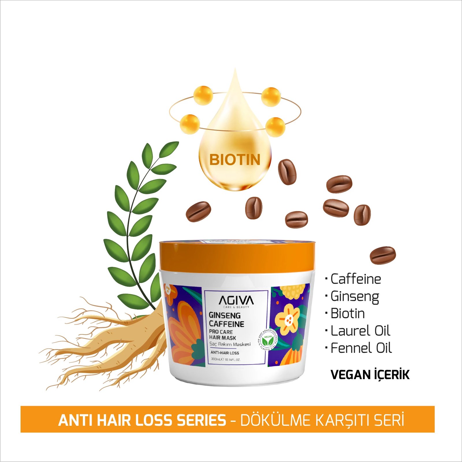 Maskë për flokë Agiva Caffeine Ginseng Pro Care 