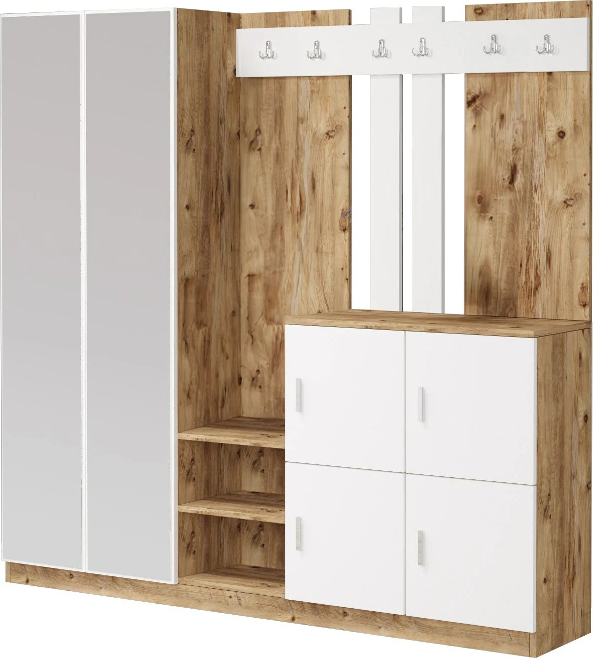 Stendë korridori Hanah Home, Dd9-Aw, ngjyrë pishë Atlantike dhe e bardhë, 187.2x180x37.5cm